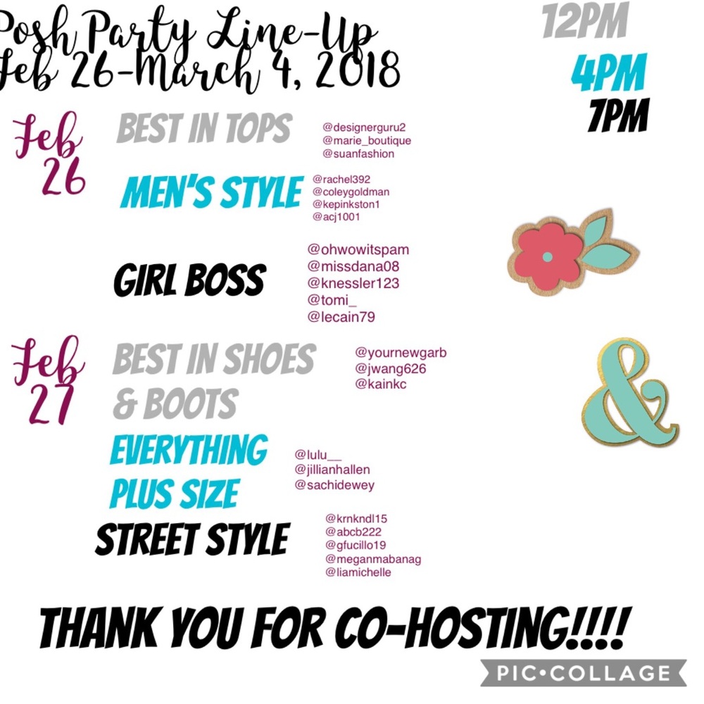 Posh Party Line Up Feb 26-March 4, 2018